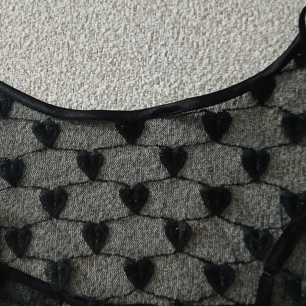 La Vie En Rose Black Sheer Lace Top - Picture 3 of 3